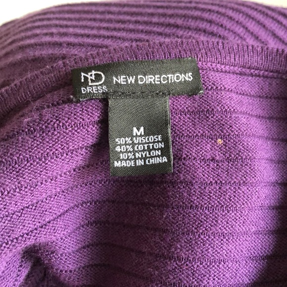 New Directions Purple Sweater Knit Dress 3/4 Sleev - Picture 8 of 9